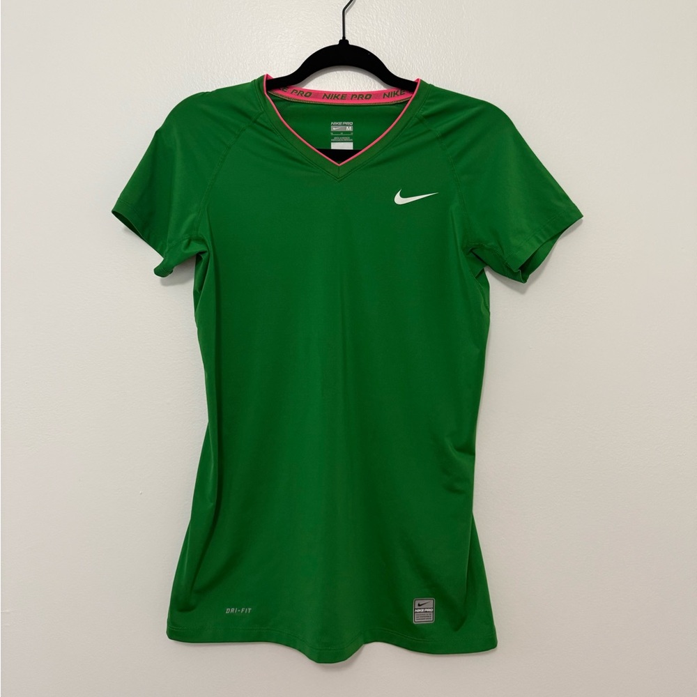 Nike Pro DRI-FIT. Women's Vivid Green Short Sleeve Workout Tee